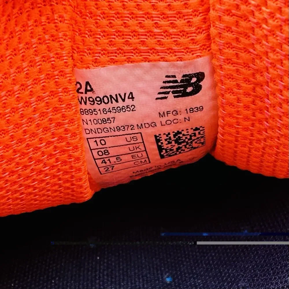 New Balance 990v4 W990NV4 Running Shoes Navy Orange Women's Sz 10 B Made in USA